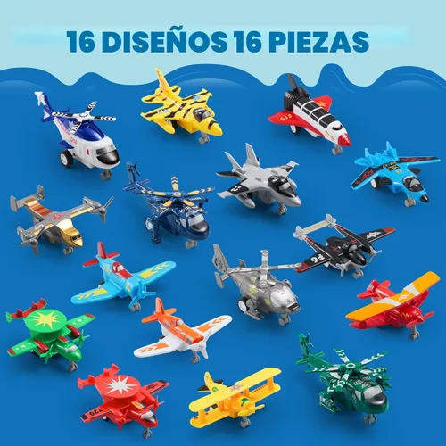 Miniatura 4 de JOYIN 16 piezas de juguetes de avión para niños, helicóptero de avión, aviones incluidos, cazas, bombarderos, regalos para niños pequeños a partir