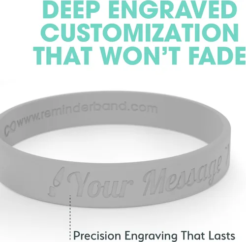 Miniatura 70 de Reminderband - Pulsera clásica de silicona 100% personalizada – Pulsera de goma de silicona personalizada – Personalizable, eventos, regalos, apoyo