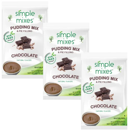 Simple Mixes Mezcla Natural de Pudín Instantáneo y Relleno de Pastel, Aperitivo Saludable, Chocolate, Sin Gluten y Sin Colorantes, Sin Grasa ni