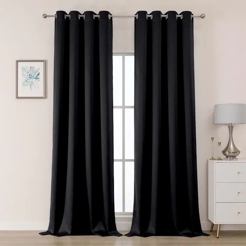 OWENIE Cortinas 100% opacas de 96 pulgadas de largo, 2 paneles para dormitorio, sala de estar, cortinas superiores con aislamiento térmico con