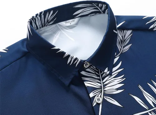 Miniatura 4 de SheLucki - Camisa hawaiana para hombre, unisex, estilo informal, manga corta, con botones y estampado de sombra de palmeras, para el verano
