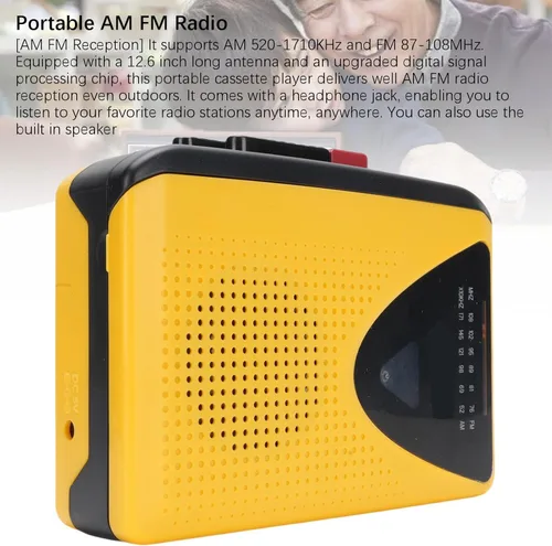 Miniatura 6 de LICAEVEY Reproductor de casete portátil con radio AM FM, reproductor de cinta retro integrado altavoz y micrófono, conector de auriculares