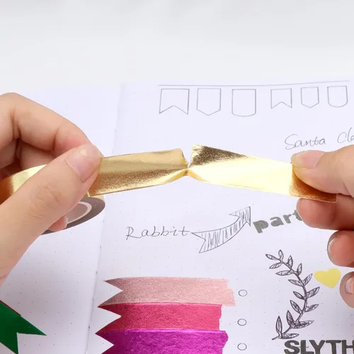 Miniatura 4 de NatSumeBasics 3 cintas adhesivas Washi doradas metálicas de 32 pies x 0.6 pulgadas de papel de aluminio para manualidades, calcomanías adhesivas 3