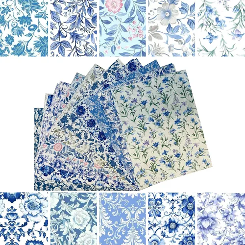 Miniatura 2 de 10 paquetes de tela gruesa de algodón de 18 x 22 pulgadas para máscara de costura, cachemira azul