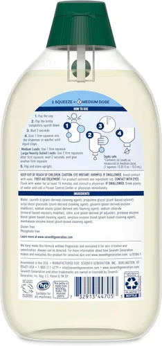 Miniatura 2 de Seventh Generation Detergente para ropa, ultra concentrado EasyDose, libre y transparente, 23.1 onzas líquidas (paquete de 2)