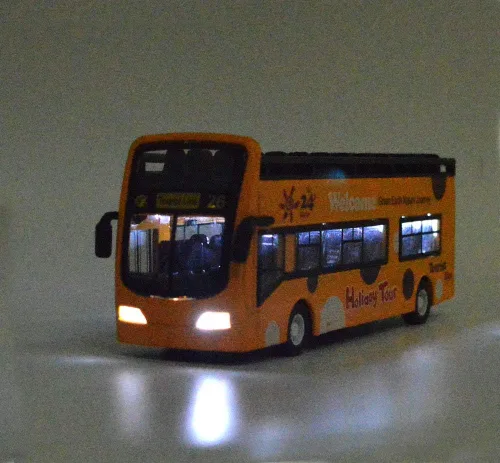 Miniatura 6 de Ailejia Autobús Urbano Turístico de Dos Pisos Modelo Autobús Descapotable Vehículos de Juguete Fundidos a Presión con Retroceso Vehículos