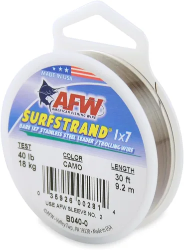Miniatura 8 de Surfstrand Bare 1x7 Cable Líder de Acero Inoxidable - Línea Líder de Pesca para Agua Salada, 20lb Test - 325lb Test en Brillante, Camuflaje