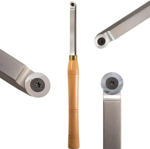 Miniatura 2 de Herramienta de torneado de madera Finisher, cincel doblado con punta de carburo de madera, inserto de carburo redondo de 0.709 in, longitud de 16