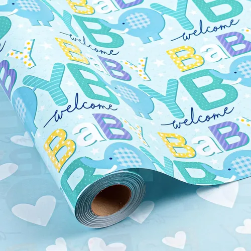 Miniatura 33 de Burymento Papel de regalo de animales, diseño reversible de lunares, envoltura de regalo para baby shower, cumpleaños, San Valentín, día