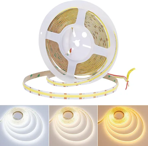 Miniatura 10 de JOYLIT Tira de luces LED COB de 24 V, 16.4 pies, 3000 K, blanco cálido, 550 lm/ft, súper brillante, CRI 95+, UL Premium, 2400 LED, cinta adhesiva