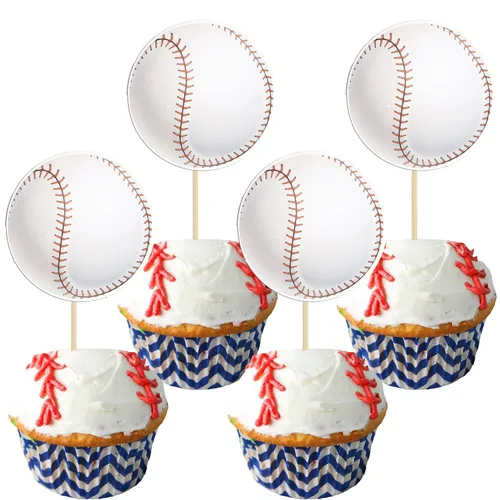 Miniatura 18 de Gyufise 36 piezas de decoración para cupcakes de tenis, pelota deportiva, para fiestas de cumpleaños, decoración de tartas, suministros de 9-Tennis