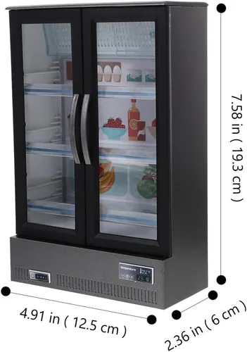Miniatura 6 de Zerodeko Refrigeradores de casa de muñecas, refrigerador en miniatura, refrigerador de plástico en miniatura de simulación, nevera portátil