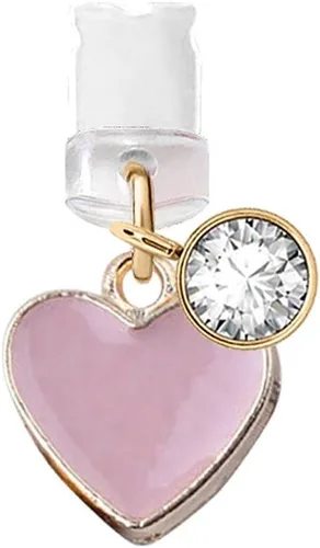 ELISE & FONDA CP143 Puerto de carga USB anti polvo enchufe pequeño corazón rosa amor colgante encanto teléfono para iPhone 11/XS MAX/XR/X/8