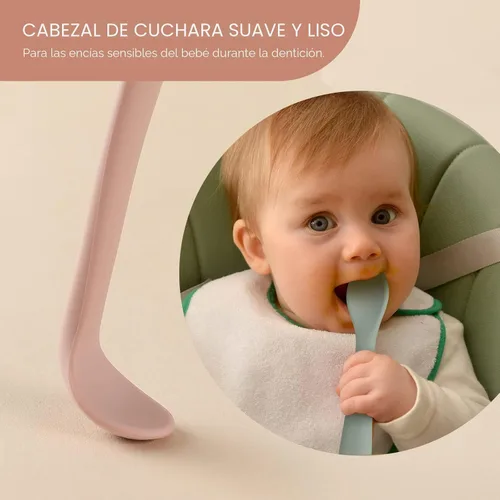Miniatura 3 de 6 piezas de cucharas de silicona para alimentación de bebé, cucharas de bebé de primera etapa, punta suave fácil para las encías Cucharas