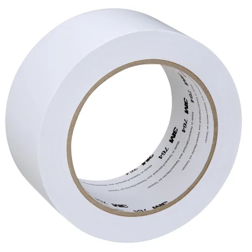Miniatura 25 de 3M Cinta de vinilo 764, Uso general, 3 pulgadas x 36 yardas, blanca, 1 rollo, cinta de marcado de piso de tráfico ligero, distanciamiento social