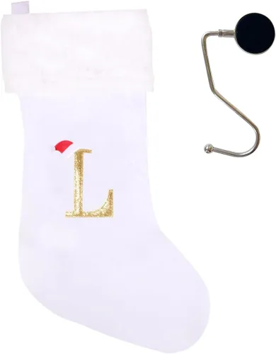 Miniatura 61 de Medias de Navidad de 20 pulgadas con monograma, letras, medias súper suaves grandes de Navidad, medias de monograma rojo para Navidad, regalo