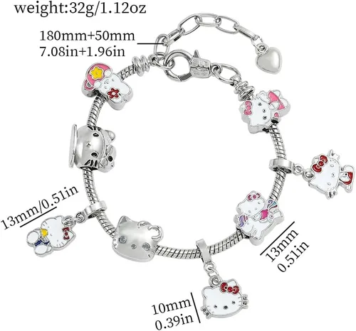 Miniatura 2 de Bonita pulsera con dije para mujeres y niñas con estilo de gatito, esta pulsera de cadena para niños es perfecta para niñas y es un regalo