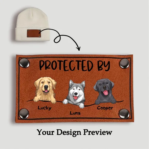 Miniatura 2 de Gossby Gorro de bebé personalizado con parche de cuero vegano para niño y niña, protegido por - Regalo personalizado para recién nacido, niño