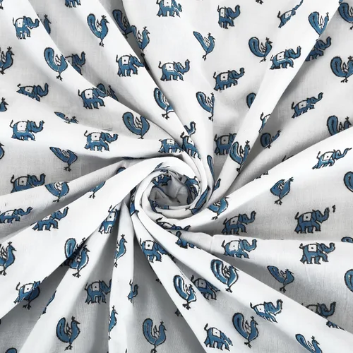 Miniatura 5 de Reversible 100% Cotton Lightweight Blanket, Indian Blanket, AC Blanket Throw, 90x 108'' (Blue-Elephant-Peacock)