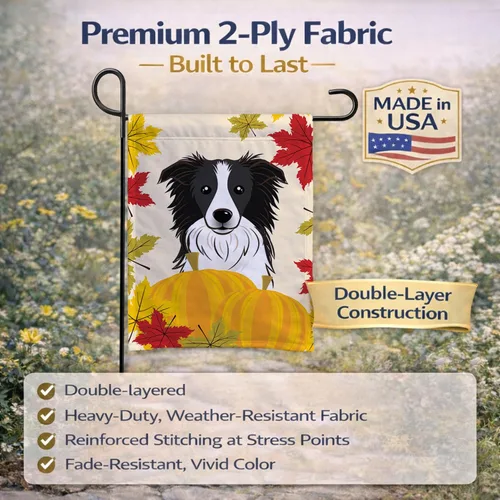 Miniatura 5 de Caroline's Treasures BB2047GF Bandera de jardín de Acción de Gracias Border Collie, bandera decorativa para patio exterior, obras de arte de patio