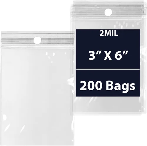 Miniatura 8 de Bolsas de almacenamiento de plástico transparente de 3 x 6 pulgadas de 2 mil (100 bolsas), duraderas, ligeras, con cremallera resellable, agujero