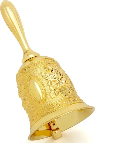 Miniatura 8 de DomeStar Campana de mano vintage de latón – Campana de llamada ruidosa para mesita de noche, cena, boda, Navidad y fiesta de vacaciones