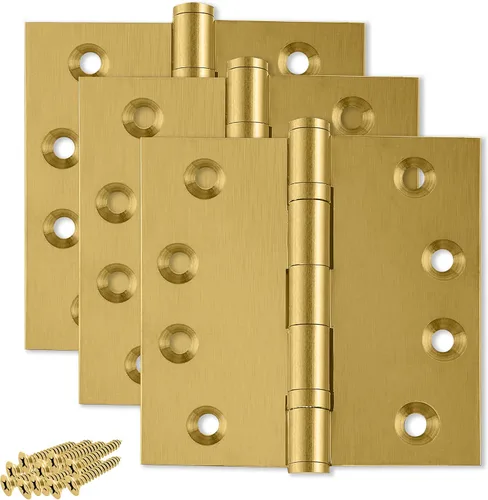 Miniatura 28 de Bisagra negra resistente para puerta, rodamiento de bolas negro mate, 4 x 4 pulgadas, resistente, juego de 2 bisagras de puerta de latón macizo