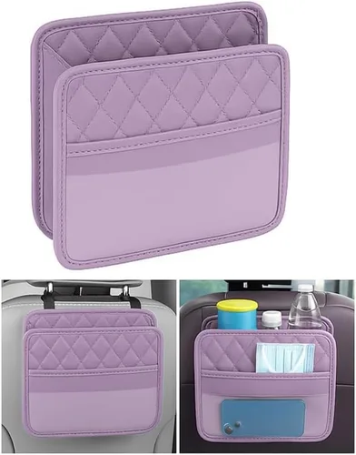 Miniatura 12 de Mandark Organizador de respaldo de asiento de automóvil, cuero PU, bolsillo de almacenamiento colgante para asiento trasero del vehículo, accesorios