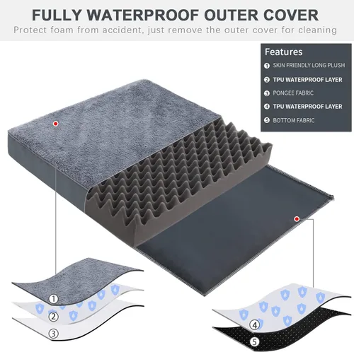 Miniatura 3 de Camas ortopédicas impermeables para perros pequeños, cama ortopédica para jaula con funda extraíble lavable, alfombrilla de espuma para mascotas