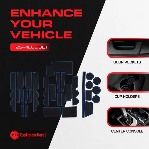Miniatura 2 de CupHolderHero Compatible con accesorios Toyota Tundra 2014-2021 - Insertos de portavasos antideslizantes antipolvo, tapetes para consola central