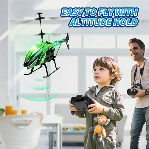 Miniatura 6 de Dwi Dowellin Helicóptero a control remoto, juguete de helicóptero para niños con 26 minutos de vuelo (2 baterías), 8 modos de luz, fácil control