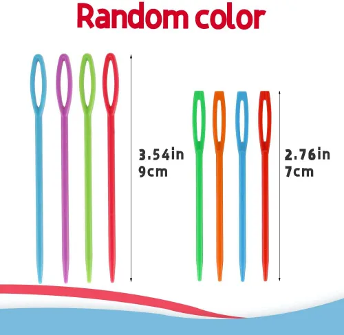 Miniatura 2 de LUNARM 50 piezas Juego de Agujas de Hilo Assortidas de Plástico Agujas de Coser de Ojo Grande 7 cm y 9 cm para Tejido y Manualidades de Crochet