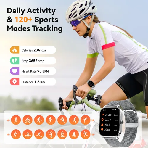 Miniatura 4 de Reloj inteligente para hombres y mujeres, rastreador de ejercicio: haz respuesta llamada, relojes digitales para hombre, impermeable, podómetro