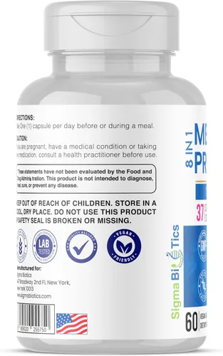 Miniatura 9 de Probióticos para hombres – 150 mil millones de UFC Acidophilus cápsulas con prebióticos y postbióticos – Apoya el microbioma intestinal, el colon