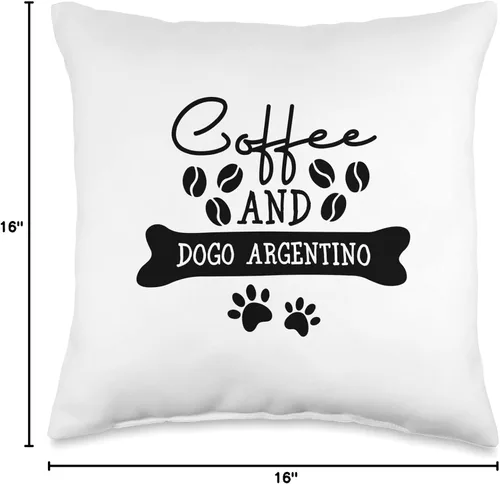 Miniatura 4 de Coffee and Dogo Argentino Almohada de tiro 16x16, multicolor