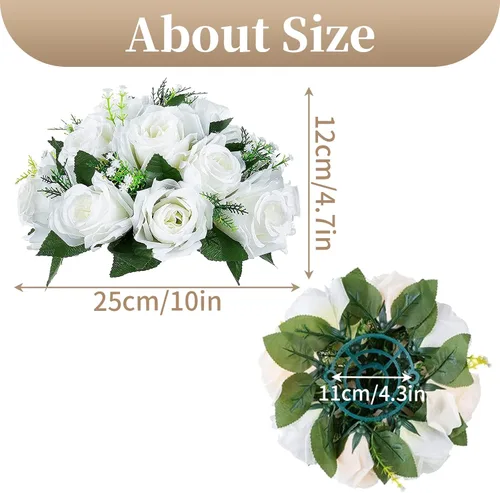 Miniatura 6 de Sziqiqi - 2 flores artificiales, flores de seda, 15 tallos para centros de mesa de flores o arreglos colgantes. Blanco puro