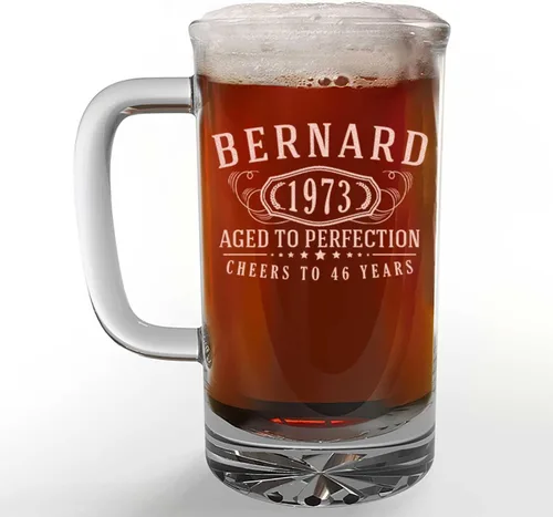 Miniatura 19 de Taza de cerveza de vidrio con monograma grabado personalizado, 34 onzas, Día del Padre, monograma, nombre personalizado, regalos de cerveza Claro