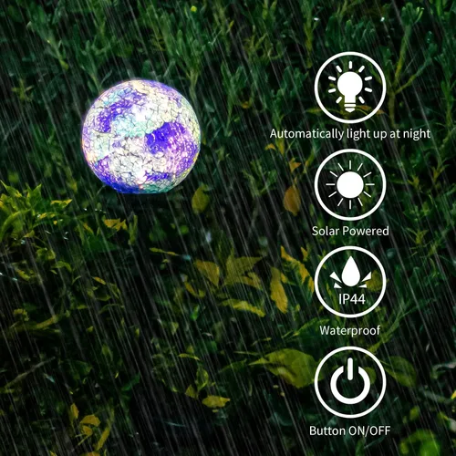 Miniatura 3 de VCUTEKA Luces solares decorativas para exteriores – Estacas solares de mosaico para jardín, luz LED impermeable para paisaje, césped, patio, Azul-2