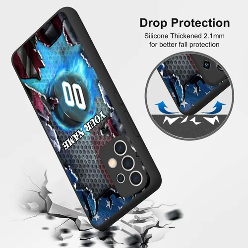 Miniatura 5 de Personalized Ice Hockey vs Name Number US Flag Decor Rubber Cover Phone Case for Galaxy America Fire