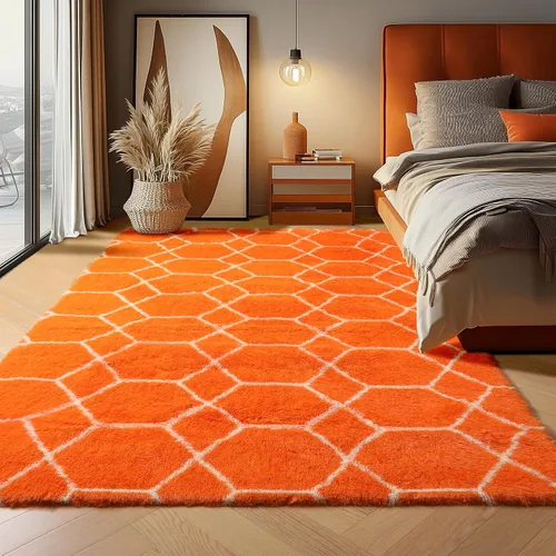Miniatura 70 de ONASAR Alfombras de área para sala de estar y dormitorio, alfombra esponjosa lavable de 5x8 pies gris y blanca, alfombra de piso suave, afelpada