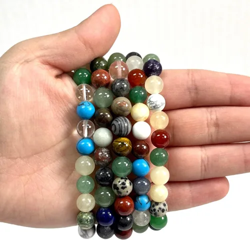 Miniatura 303 de Gem Avenue Handmade Round Bead Stretch Bracelet Unisex Natural Stone Beaded Jewelry for Men & Women, Elastic Wristband for Daily Wear