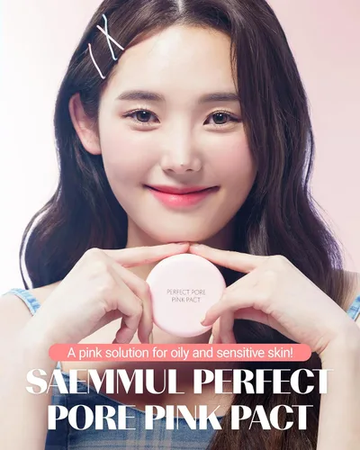 Miniatura 2 de THESAEM Saemmul Perfect Pore Pink Pact - Polvo facial de control de sebo con 15% de calamina para piel sensible grasa - Sistema de control