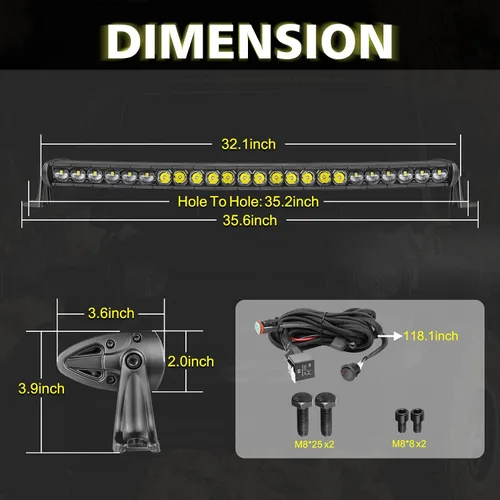 Miniatura 2 de Barra de luz curvada de 30 pulgadas + cápsulas LED ámbar delgadas, 2 unidades de 7 pulgadas
