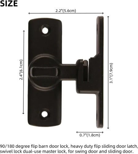 Miniatura 3 de Pestillo de puerta de granero con diseño de actualización de 90/180 grados, pestillo de puerta corredera, cerrojo de seguridad de ángulo de 2