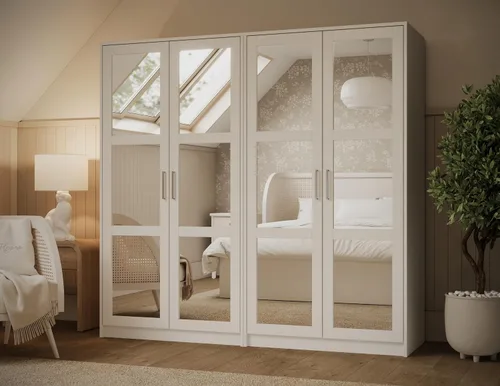 Miniatura 6 de Palace Imports Armario urbano de 4 puertas de madera maciza 100% con puertas espejadas