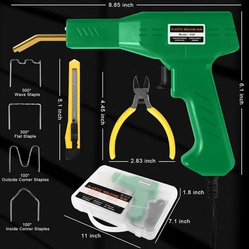 Miniatura 7 de ATOLS Soldador de plástico, 1000 grapas, Kit de soldadura de plástico, Kit de grapadora en caliente, Kit de pistola de soldadura de plástico, Kit