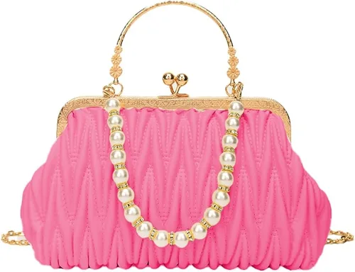 Solyinne Bolso de mano para mujer, bolso de noche con perlas, sobre para noche, novia, boda, fiesta, club, bolsos cruzados