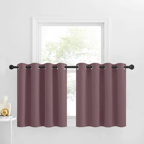 Miniatura 139 de NICETOWN Cortinas opacas de cocina para ventana sobre el fregadero, aislamiento térmico, decoración del hogar, pequeños niveles opacos con ojales