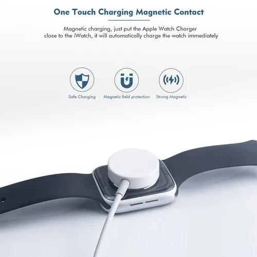 Miniatura 2 de Cargador de reloj para Apple Watch, 1.0 ft/1 pie corto de carga USB A inalámbrico magnético portátil cable de carga iPhone iWatch cable compatible