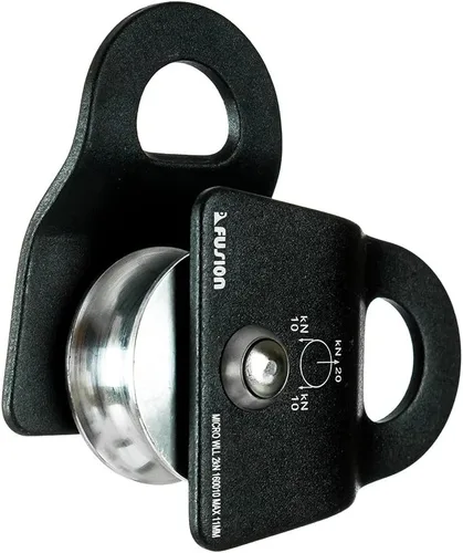 Miniatura 5 de Fusion Climb Ekat Micro Polea de oscilación lateral de aluminio, tirolesa para patio trasero, carretilla